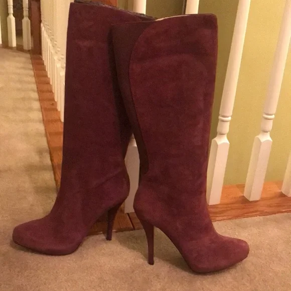 Enzo Angiolini NWT burgundy real suede elasticized calfplatform boots …